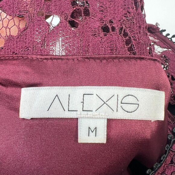 Alexis Evie Lace Sheath Midi Dress Cold Shoulder Burgundy Wine Medium - Picture 10 of 16